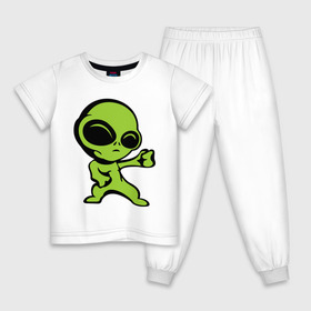 Детская пижама хлопок с принтом Пришелец в Кировске, 100% хлопок |  брюки и футболка прямого кроя, без карманов, на брюках мягкая резинка на поясе и по низу штанин
 | зеленый человечек | инопланетянин