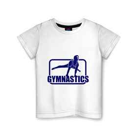 Детская футболка хлопок с принтом Gimnastic (Гимнастика) в Кировске, 100% хлопок | круглый вырез горловины, полуприлегающий силуэт, длина до линии бедер | sport | брусья | гимнаст | снаряд | спортсмен | тренировка | упражнения