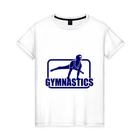 Женская футболка хлопок с принтом Gimnastic (Гимнастика) в Кировске, 100% хлопок | прямой крой, круглый вырез горловины, длина до линии бедер, слегка спущенное плечо | sport | брусья | гимнаст | снаряд | спортсмен | тренировка | упражнения