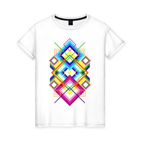 Женская футболка хлопок с принтом Geometric drawing в Кировске, 100% хлопок | прямой крой, круглый вырез горловины, длина до линии бедер, слегка спущенное плечо | 