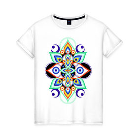 Женская футболка хлопок с принтом Ornamental flower в Кировске, 100% хлопок | прямой крой, круглый вырез горловины, длина до линии бедер, слегка спущенное плечо | 