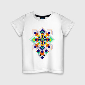 Детская футболка хлопок с принтом Summer geometry в Кировске, 100% хлопок | круглый вырез горловины, полуприлегающий силуэт, длина до линии бедер | геометрия | ромбики | узоры | фигуры
