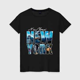 Женская футболка хлопок с принтом New York в Кировске, 100% хлопок | прямой крой, круглый вырез горловины, длина до линии бедер, слегка спущенное плечо | dtg | urban style | америка | города | нью йорк