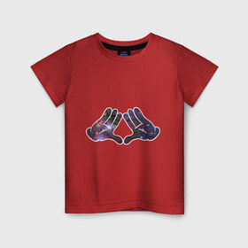 Детская футболка хлопок с принтом Space hands в Кировске, 100% хлопок | круглый вырез горловины, полуприлегающий силуэт, длина до линии бедер | Тематика изображения на принте: 