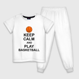 Детская пижама хлопок с принтом Keep calm and play basketball. в Кировске, 100% хлопок |  брюки и футболка прямого кроя, без карманов, на брюках мягкая резинка на поясе и по низу штанин
 | сохраняй спокойствие