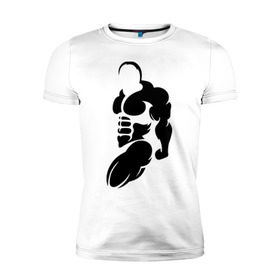 Мужская футболка премиум с принтом Бодибилдер (Культурист). в Кировске, 92% хлопок, 8% лайкра | приталенный силуэт, круглый вырез ворота, длина до линии бедра, короткий рукав | bodybuilding | power | sport | мощь | мускулы | мышцы | сила | спорт