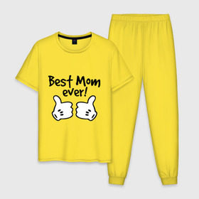 Мужская пижама хлопок с принтом Best Mom ever! (самая лучшая мама) в Кировске, 100% хлопок | брюки и футболка прямого кроя, без карманов, на брюках мягкая резинка на поясе и по низу штанин
 | бест мам | мама | подарки родным | подарок маме