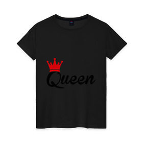 Женская футболка хлопок с принтом Королева в Кировске, 100% хлопок | прямой крой, круглый вырез горловины, длина до линии бедер, слегка спущенное плечо | queen | корона | царица