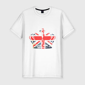 Мужская футболка премиум с принтом Корона, флаг Британии в Кировске, 92% хлопок, 8% лайкра | приталенный силуэт, круглый вырез ворота, длина до линии бедра, короткий рукав | dtg | england | англия | британия | британский флаг | великобритания | прикольные картинки