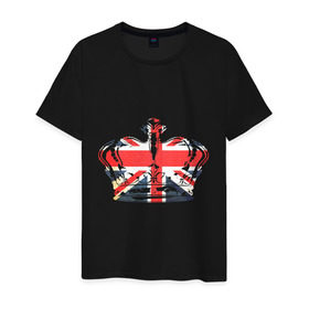 Мужская футболка хлопок с принтом Корона, флаг Британии в Кировске, 100% хлопок | прямой крой, круглый вырез горловины, длина до линии бедер, слегка спущенное плечо. | dtg | england | англия | британия | британский флаг | великобритания | прикольные картинки