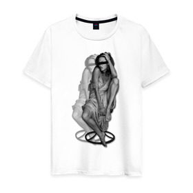 Мужская футболка хлопок с принтом Анджелина Джоли в Кировске, 100% хлопок | прямой крой, круглый вырез горловины, длина до линии бедер, слегка спущенное плечо. | jolie | девушка | знаменитости | знаменитые личности | селебрити | суперзвезда | тело | фигура
