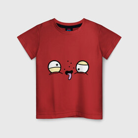 Детская футболка хлопок с принтом Усталые глаза в Кировске, 100% хлопок | круглый вырез горловины, полуприлегающий силуэт, длина до линии бедер | лицо | личико | позитив | рожица | смайлы | чудик | язык