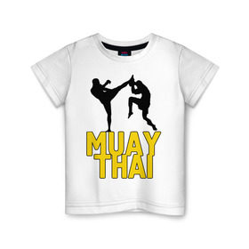 Детская футболка хлопок с принтом Муай тай (Muay Thai). в Кировске, 100% хлопок | круглый вырез горловины, полуприлегающий силуэт, длина до линии бедер | Тематика изображения на принте: бойцы | бокс | боксеры | спортивные | тайский бокс