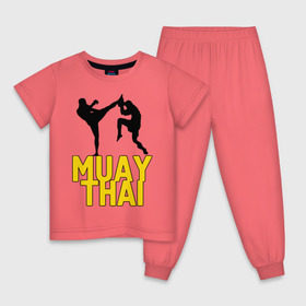 Детская пижама хлопок с принтом Муай тай (Muay Thai). в Кировске, 100% хлопок |  брюки и футболка прямого кроя, без карманов, на брюках мягкая резинка на поясе и по низу штанин
 | бойцы | бокс | боксеры | спортивные | тайский бокс