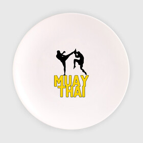 Тарелка 3D с принтом Муай тай (Muay Thai). в Кировске, фарфор | диаметр - 210 мм
диаметр для нанесения принта - 120 мм | Тематика изображения на принте: бойцы | бокс | боксеры | спортивные | тайский бокс