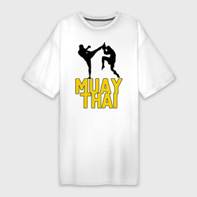 Платье-футболка хлопок с принтом Муай тай (Muay Thai). в Кировске,  |  | бойцы | бокс | боксеры | спортивные | тайский бокс