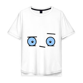 Мужская футболка хлопок Oversize с принтом Бодрый смайл в Кировске, 100% хлопок | свободный крой, круглый ворот, “спинка” длиннее передней части | глаза | глазастик | настроение | позитив | рожица | смайлы | чудик