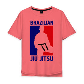 Мужская футболка хлопок Oversize с принтом Джиу-джитсу (Jiu jitsu) в Кировске, 100% хлопок | свободный крой, круглый ворот, “спинка” длиннее передней части | Тематика изображения на принте: brazilian | бой | джиу джитсу | карате | черный пояс