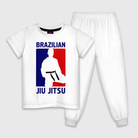 Детская пижама хлопок с принтом Джиу-джитсу (Jiu jitsu) в Кировске, 100% хлопок |  брюки и футболка прямого кроя, без карманов, на брюках мягкая резинка на поясе и по низу штанин
 | Тематика изображения на принте: brazilian | бой | джиу джитсу | карате | черный пояс