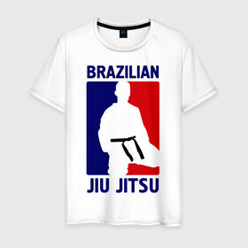 Мужская футболка хлопок с принтом Джиу-джитсу (Jiu jitsu) в Кировске, 100% хлопок | прямой крой, круглый вырез горловины, длина до линии бедер, слегка спущенное плечо. | brazilian | бой | джиу джитсу | карате | черный пояс