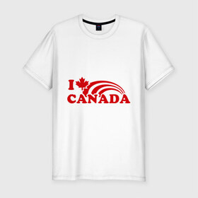 Мужская футболка премиум с принтом I love canada. в Кировске, 92% хлопок, 8% лайкра | приталенный силуэт, круглый вырез ворота, длина до линии бедра, короткий рукав | 