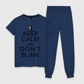 Женская пижама хлопок с принтом Dont blink в Кировске, 100% хлопок | брюки и футболка прямого кроя, без карманов, на брюках мягкая резинка на поясе и по низу штанин | dont blink | keep calm | телефонная будка