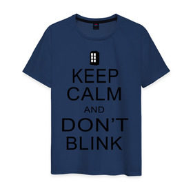 Мужская футболка хлопок с принтом Don`t blink в Кировске, 100% хлопок | прямой крой, круглый вырез горловины, длина до линии бедер, слегка спущенное плечо. | dont blink | keep calm | телефонная будка