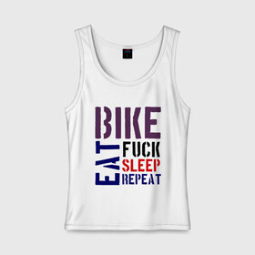 Женская майка хлопок с принтом Bike eat sleep repeat в Кировске, 95% хлопок, 5% эластан |  | Тематика изображения на принте: bicycle | bike | bike eat sleep repeat | eat | repeat | sleep | велик | велосипед | велосипедист