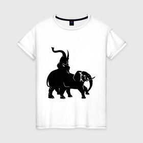 Женская футболка хлопок с принтом Слоны в Кировске, 100% хлопок | прямой крой, круглый вырез горловины, длина до линии бедер, слегка спущенное плечо | слон