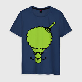 Мужская футболка хлопок с принтом Брокколи в Кировске, 100% хлопок | прямой крой, круглый вырез горловины, длина до линии бедер, слегка спущенное плечо. | еда | капуста | овощ | прикольные картинки