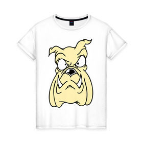 Женская футболка хлопок с принтом Злой пес в Кировске, 100% хлопок | прямой крой, круглый вырез горловины, длина до линии бедер, слегка спущенное плечо | бульдог | бультерьер | домашнее животное | животное | злой пес | пес | собака