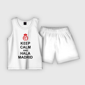 Детская пижама с шортами хлопок с принтом keep calm and Hala Madrid в Кировске,  |  | keep calm and hala madrid | madrid | real madrid | мадрид | реал мадрид | футбол | футбольный клуб | я болею за мадрид