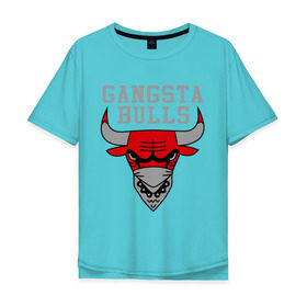 Мужская футболка хлопок Oversize с принтом Gangsta bulls в Кировске, 100% хлопок | свободный крой, круглый ворот, “спинка” длиннее передней части | bshirts | bulls | cihago bulls | gangsta bulls | swag | sweg | бык | красный бык | сваг | свег | чикаго булс
