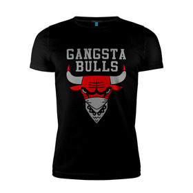 Мужская футболка премиум с принтом Gangsta bulls в Кировске, 92% хлопок, 8% лайкра | приталенный силуэт, круглый вырез ворота, длина до линии бедра, короткий рукав | bshirts | bulls | cihago bulls | gangsta bulls | swag | sweg | бык | красный бык | сваг | свег | чикаго булс