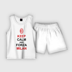 Детская пижама с шортами хлопок с принтом keep calm and Forza Milan в Кировске,  |  | болельщикам | матч | милан | спорт | фк | футбол | футбольный клуб