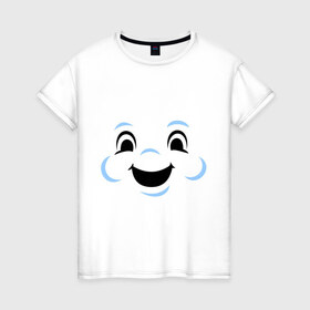 Женская футболка хлопок с принтом Zephyr Man в Кировске, 100% хлопок | прямой крой, круглый вырез горловины, длина до линии бедер, слегка спущенное плечо | ghost busters | зефирка | зефирный человек | кино | охотники за привидениями | фильмы