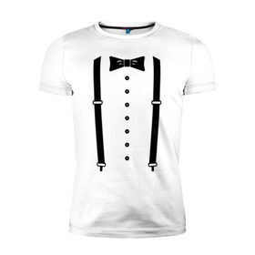 Мужская футболка премиум с принтом Gentleman в Кировске, 92% хлопок, 8% лайкра | приталенный силуэт, круглый вырез ворота, длина до линии бедра, короткий рукав | галстук | костюм | одежда | подтяжки | рубашка