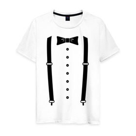 Мужская футболка хлопок с принтом Gentleman в Кировске, 100% хлопок | прямой крой, круглый вырез горловины, длина до линии бедер, слегка спущенное плечо. | галстук | костюм | одежда | подтяжки | рубашка
