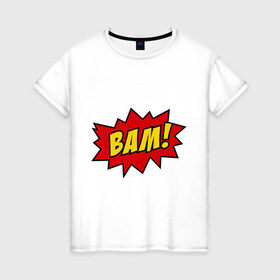 Женская футболка хлопок с принтом Cartoon Bam! в Кировске, 100% хлопок | прямой крой, круглый вырез горловины, длина до линии бедер, слегка спущенное плечо | бам | комикс | мультик