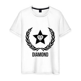 Мужская футболка хлопок с принтом Diamond Star в Кировске, 100% хлопок | прямой крой, круглый вырез горловины, длина до линии бедер, слегка спущенное плечо. | bshirts | swag | алмаз | бриллиант | драгоценности | камень | сваг | свэг
