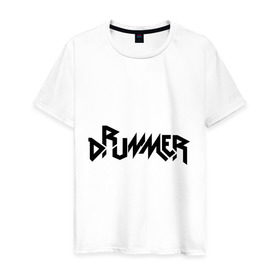 Мужская футболка хлопок с принтом Drummer в Кировске, 100% хлопок | прямой крой, круглый вырез горловины, длина до линии бедер, слегка спущенное плечо. | rock | барабанщик | музыка | музыкант | рок группа | ударные