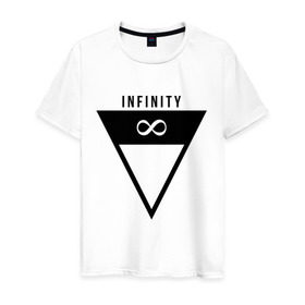 Мужская футболка хлопок с принтом Infinity Triangle в Кировске, 100% хлопок | прямой крой, круглый вырез горловины, длина до линии бедер, слегка спущенное плечо. | Тематика изображения на принте: infinity | infinity triangle | swag | triangle | бесконечность | инфинити | свег | треугольник