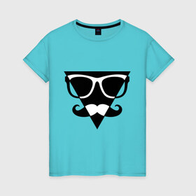 Женская футболка хлопок с принтом Moustache Triangle в Кировске, 100% хлопок | прямой крой, круглый вырез горловины, длина до линии бедер, слегка спущенное плечо | 
