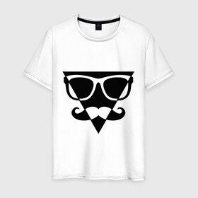 Мужская футболка хлопок с принтом Moustache Triangle в Кировске, 100% хлопок | прямой крой, круглый вырез горловины, длина до линии бедер, слегка спущенное плечо. | 