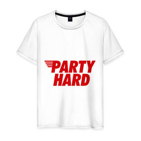Мужская футболка хлопок с принтом Party Hard в Кировске, 100% хлопок | прямой крой, круглый вырез горловины, длина до линии бедер, слегка спущенное плечо. | hard | party | party hard | swag | sweg | сваг
