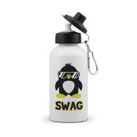 Бутылка спортивная с принтом SWAG Penguin в Кировске, металл | емкость — 500 мл, в комплекте две пластиковые крышки и карабин для крепления | пингвин