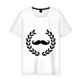 Мужская футболка хлопок с принтом Win Moustaches в Кировске, 100% хлопок | прямой крой, круглый вырез горловины, длина до линии бедер, слегка спущенное плечо. | 