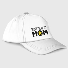 Бейсболка с принтом Worlds Best Mom в Кировске, 100% хлопок | классический козырек, металлическая застежка-регулятор размера | worlds best mom | лучшая в мире мама | лучшая мама | подарки родственникам | подарок для мамы