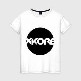 Женская футболка хлопок с принтом XKore в Кировске, 100% хлопок | прямой крой, круглый вырез горловины, длина до линии бедер, слегка спущенное плечо | dubstep | electro | даб степ | дабстеп | логотипы | музыка