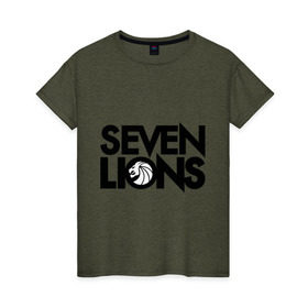 Женская футболка хлопок с принтом 7 Lions в Кировске, 100% хлопок | прямой крой, круглый вырез горловины, длина до линии бедер, слегка спущенное плечо | seven lions | лев | львы | семь | семь львов